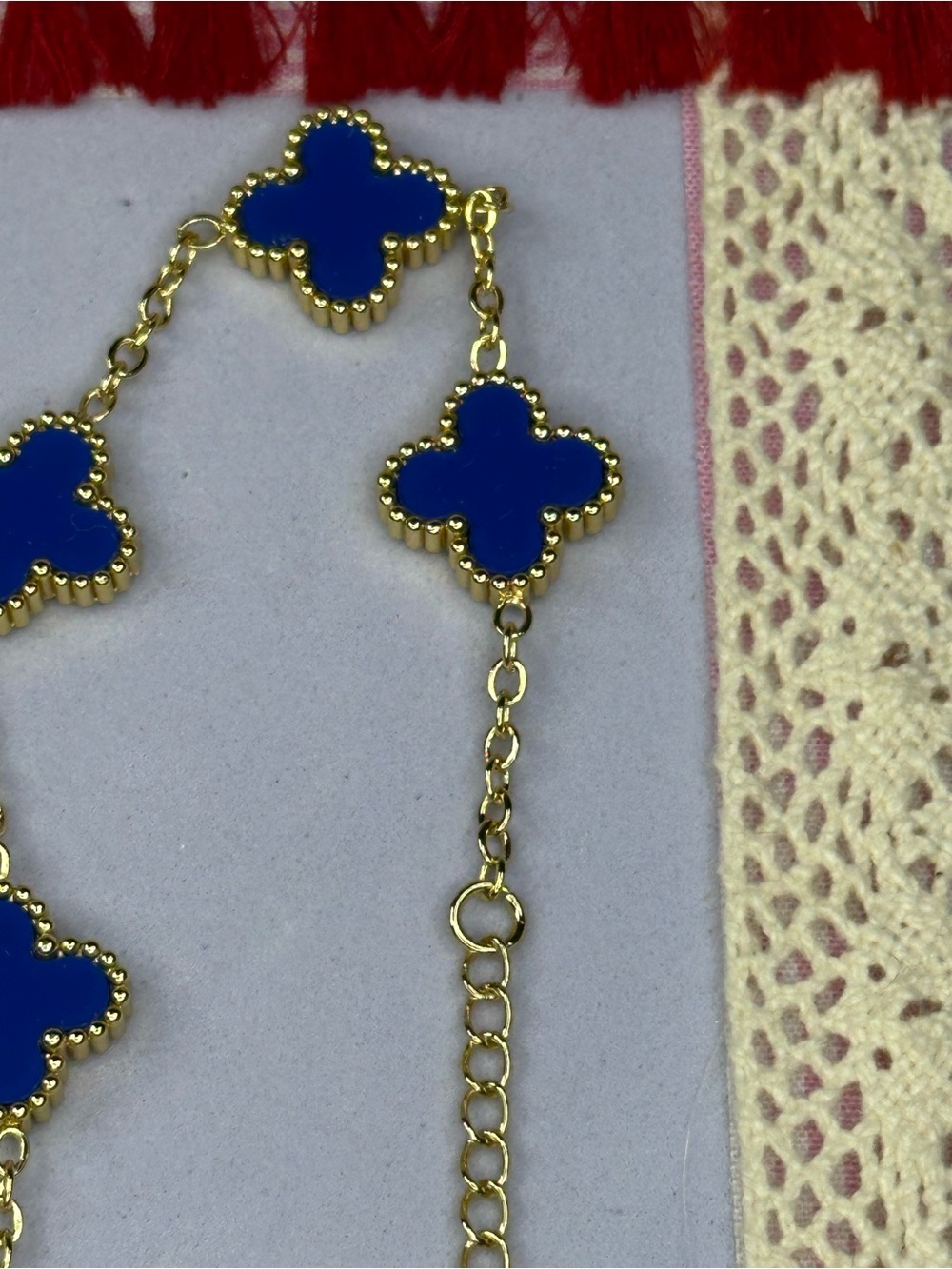 Delicate Blue Clover Link Bracelet - Women's Accessories - Picture 3 of 5